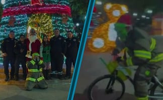 Bomberos y Protección Civil de Tula llevan espíritu navideño a hospitales y calles
