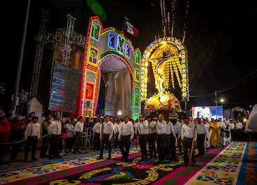 Realizan magna procesión en Ixmiquilpan como parte de la celebración al Señor de Jalpan