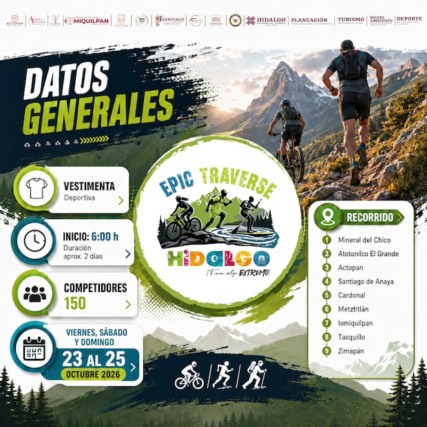 ¡Hidalgo se prepara para una aventura de 230 kilómetros! Cortesía: Planeación Hidalgo