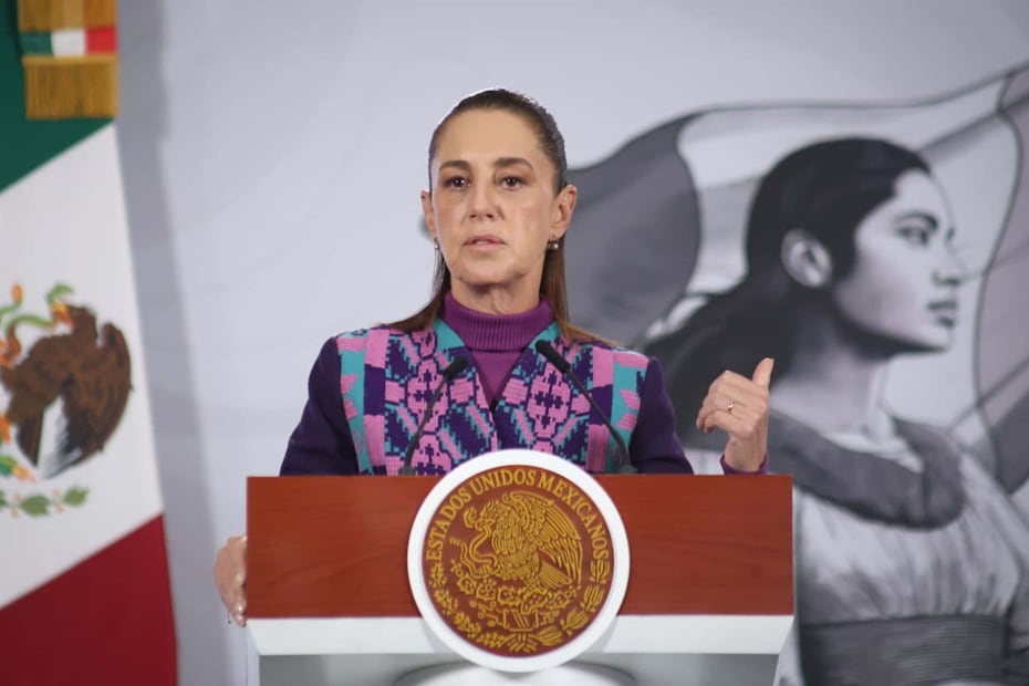 La presidenta Claudia Sheinbaum durante su conferencia matutina desde Palacio Nacional. Foto: Agencia EL UNIVERSAL/Luis Camacho/RDB.