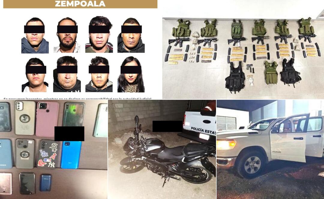 Elementos de Seguridad de Hidalgo detuvieron a siete hombres y una mujer, todos originarios de otros estados del país Foto: Especial