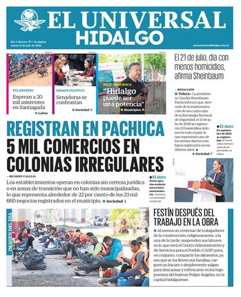 Portada El Universal Hidalgo 23/7/26