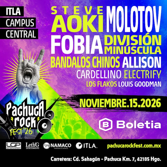 ¡Steve Aoki, Molotov y Allison llegan a Pachuca! Cortesía