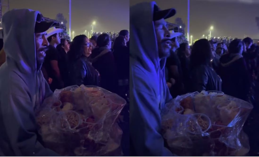 Captan a vendedor de frituras cantando a todo pulmón en pleno concierto de Los Temerarios | Captura de video