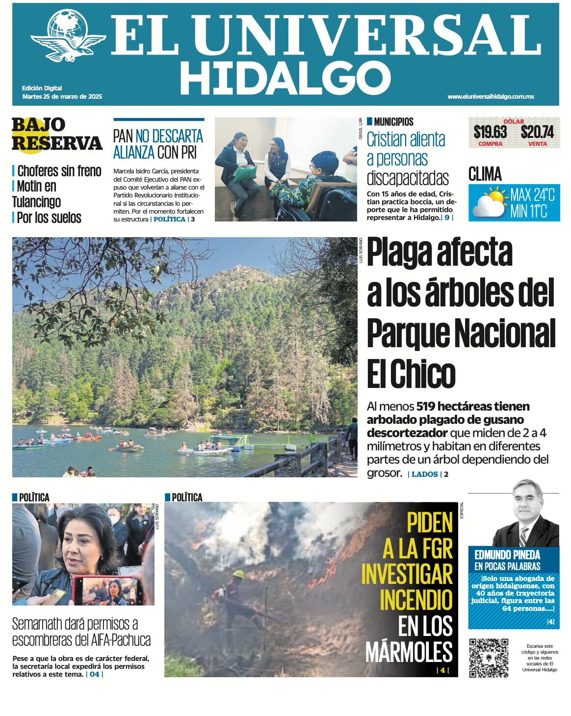Portada El Universal Hidalgo 250325