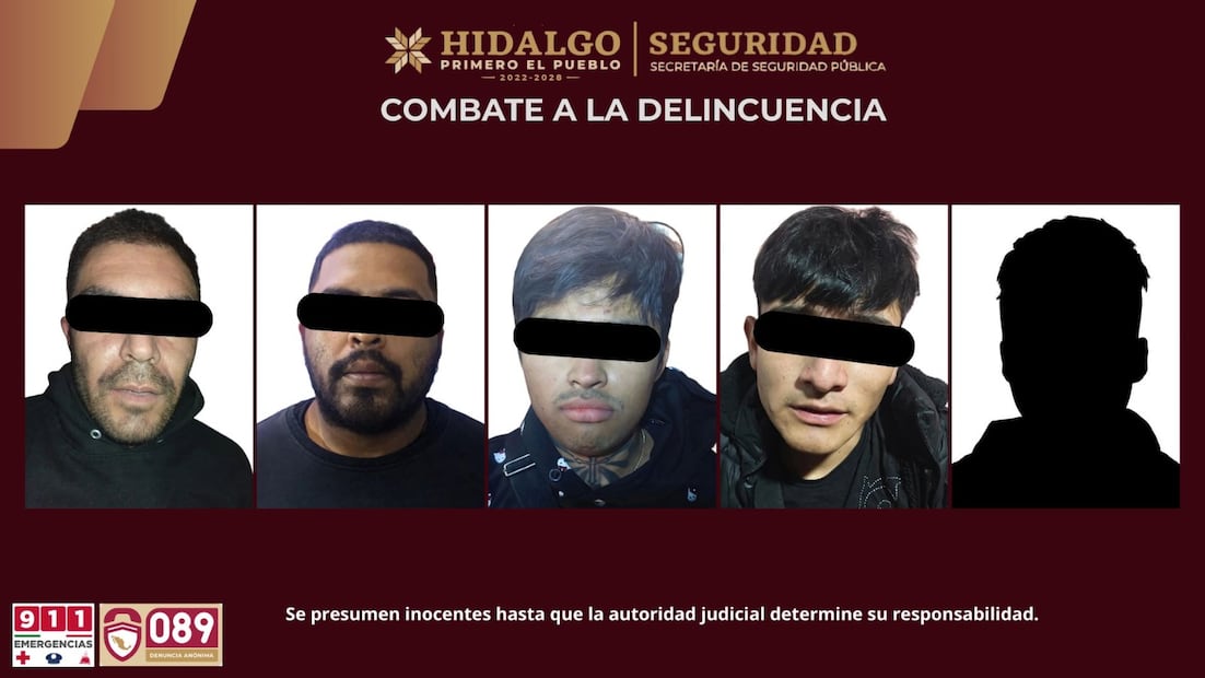 Cateos en Tolcayuca dejan cinco detenidos y 756 dosis de presunta droga | Fotos: SSPH