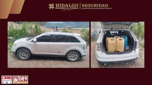 Aseguran camioneta con 225 litros de combustible presuntamente ilegal en Tezontepec de Aldama