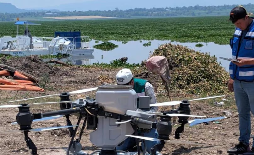 Con drones e IA, intensifican saneamiento en la presa Endhó