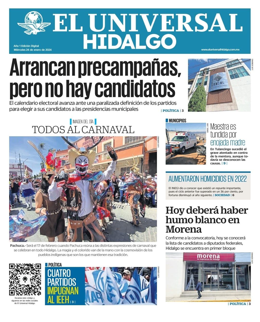 Portada El Universal Hidalgo 240124
