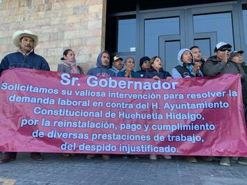 Exigen en Hidalgo pago de liquidación a 117 extrabajadores de Huehuetla