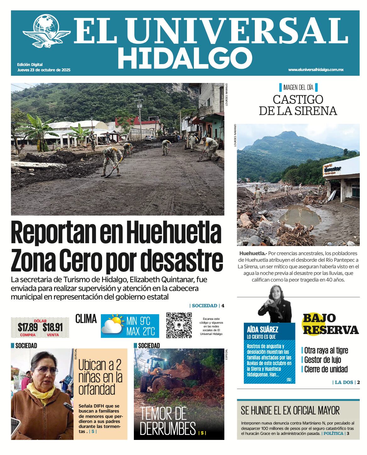 Portada El Universal Hidalgo 231025