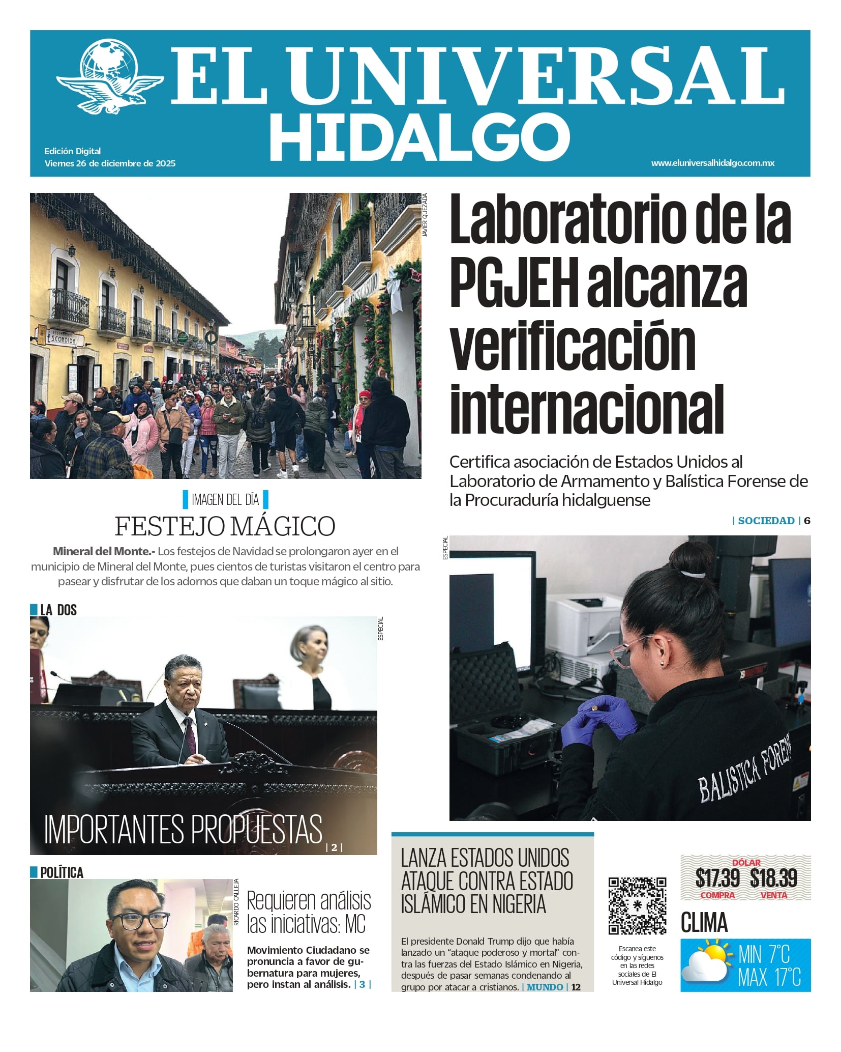 El Universal Hidalgo 26/12/25