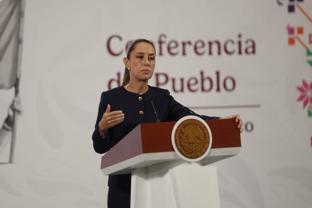 La presidenta Claudia Sheinbaum durante su conferencia matutina desde Palacio Nacional. Foto: Agencia EL UNIVERSAL/Francisco Rodríguez/RDB.