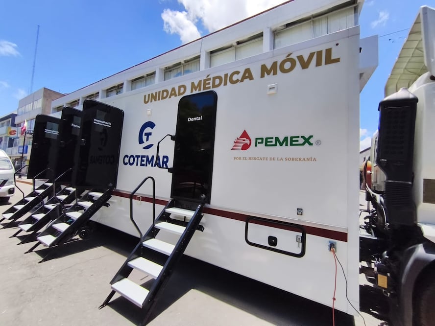 Unidad médica movil de Pemex I Foto: Mirely Santos