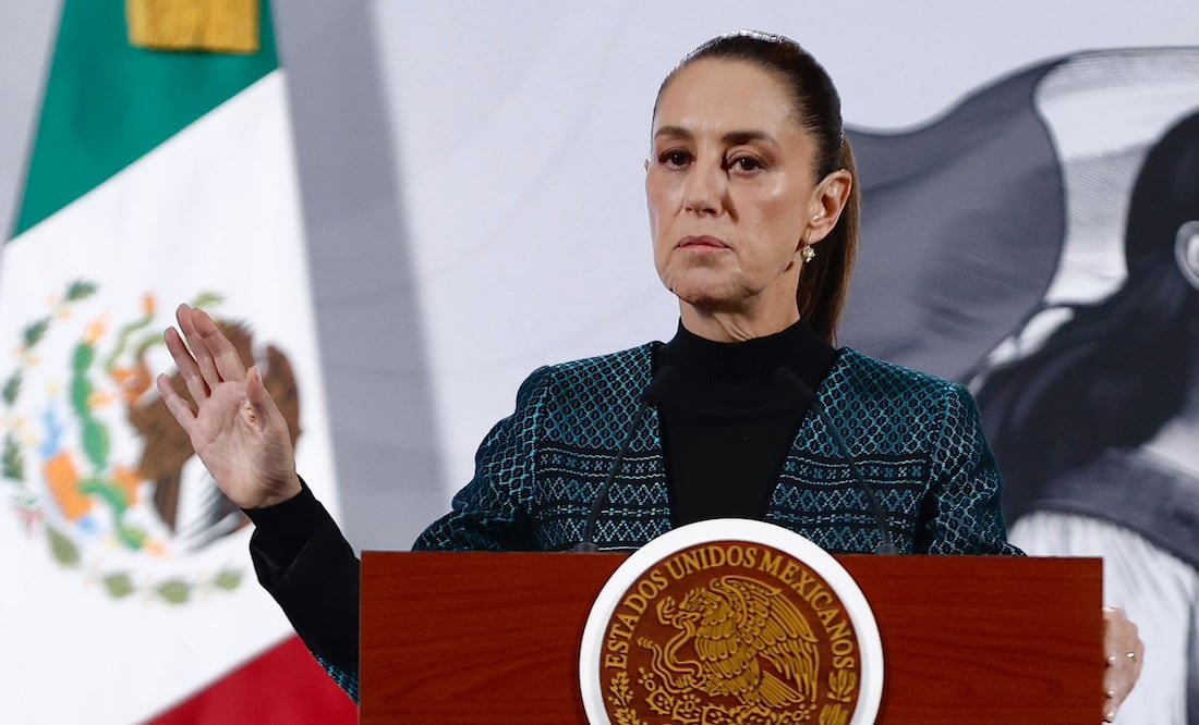 La presidenta Claudia Sheinbaum durante su conferencia matutina desde Palacio Nacional. Foto: Agencia EL UNIVERSAL/Berenice Fregoso/RDB.