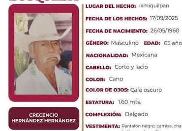 Suman tres días de búsqueda de hombre desaparecido en Ixmiquilpan
