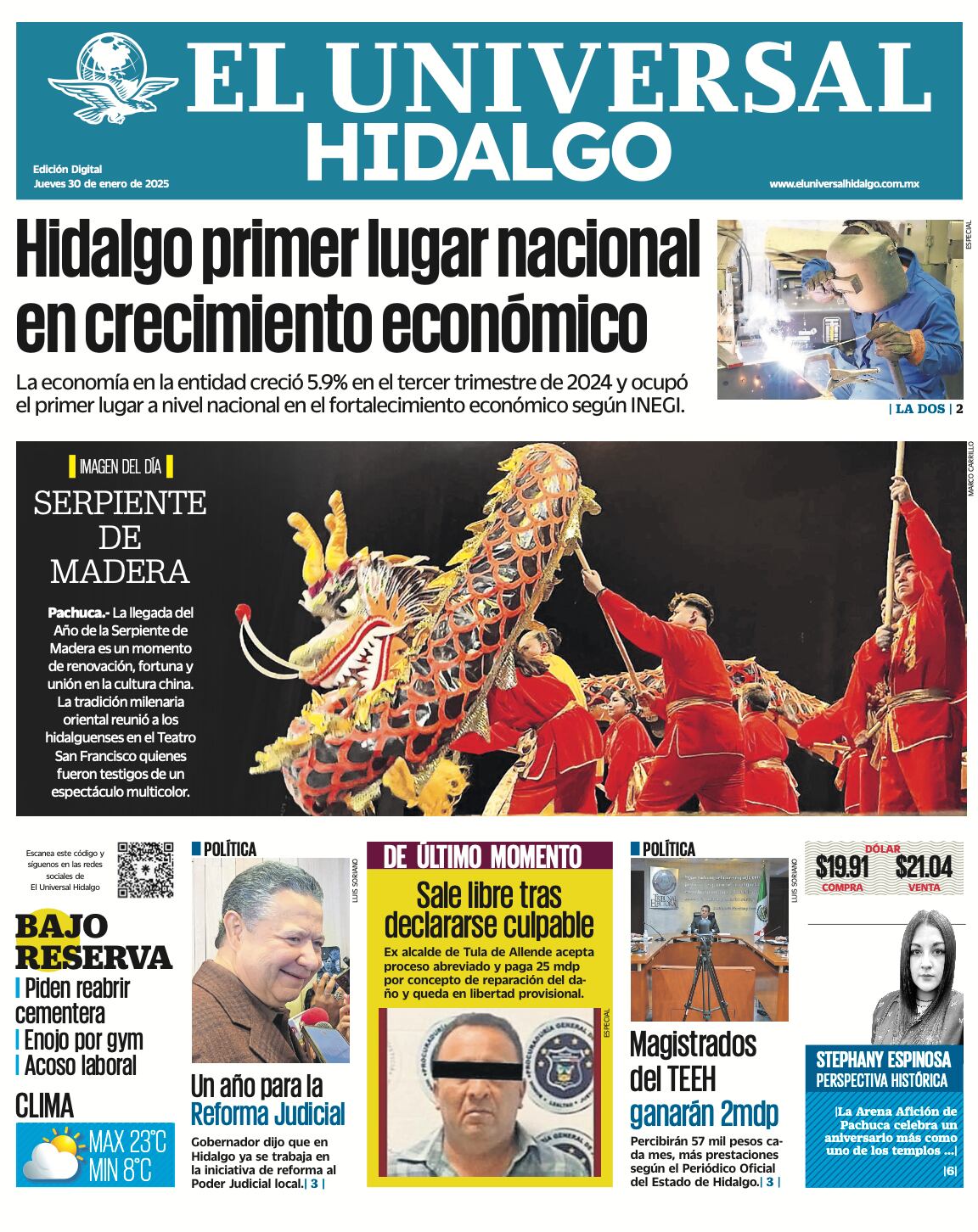 Portada El Universal Hidalgo 300125
