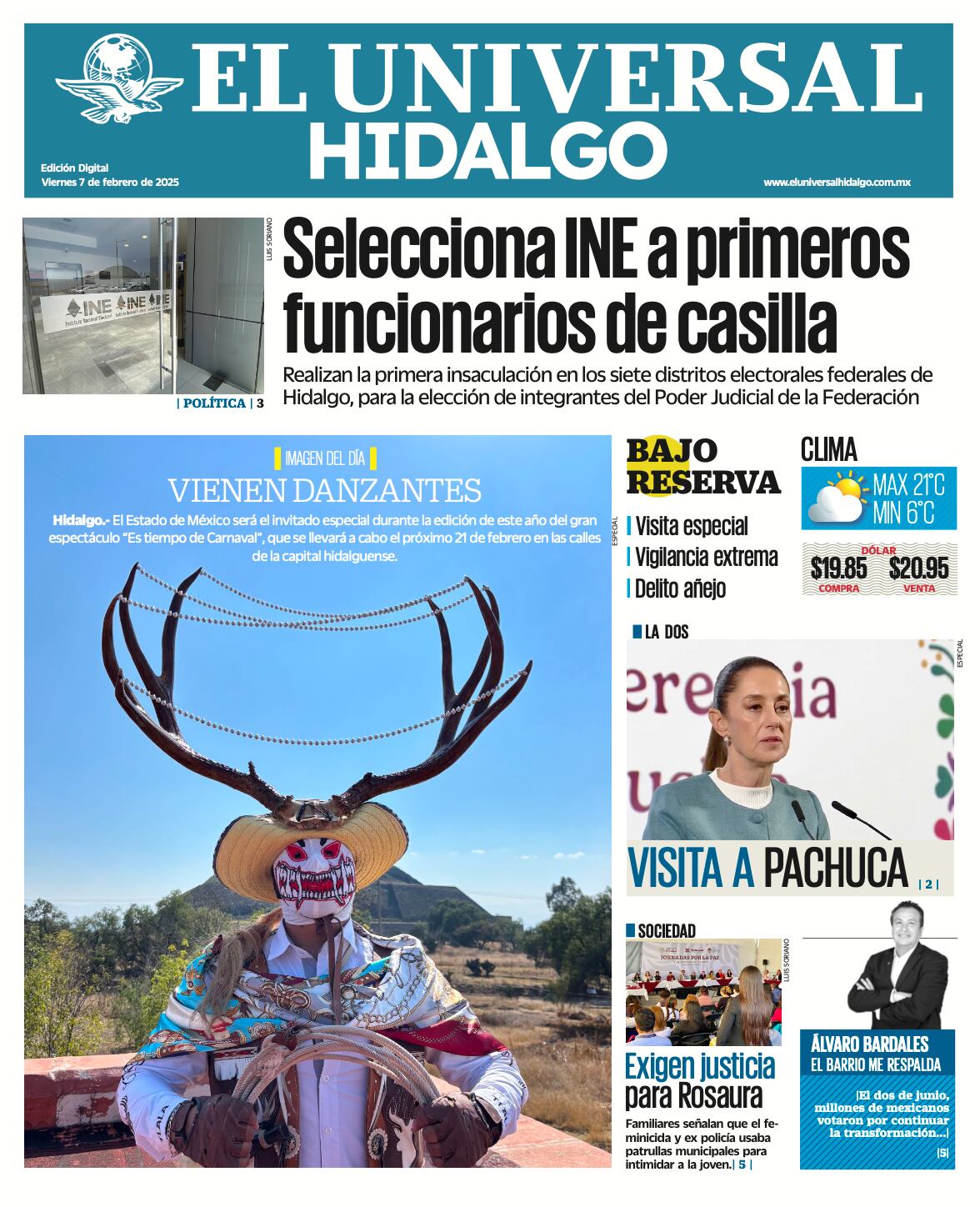 Portada El Universal Hidalgo 070225
