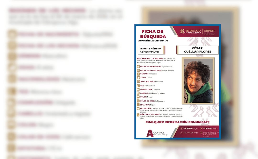 Continúa la búsqueda de César Cuéllar Flores  I Foto: Especial