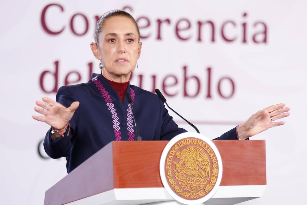 La presidenta Claudia Sheinbaum durante su conferencia matutina desde Palacio Nacional. Foto: Agencia EL UNIVERSAL/Diego Simón Sánchez/RDB.