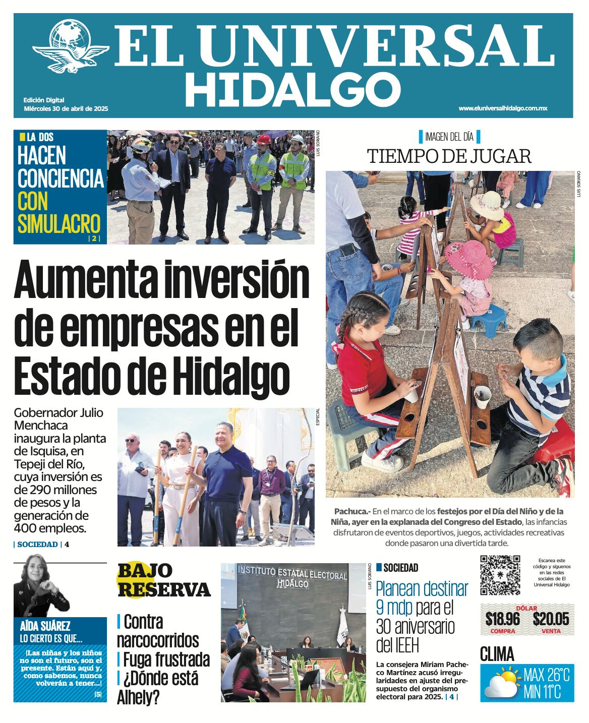 Portada El Universal Hidalgo 300425