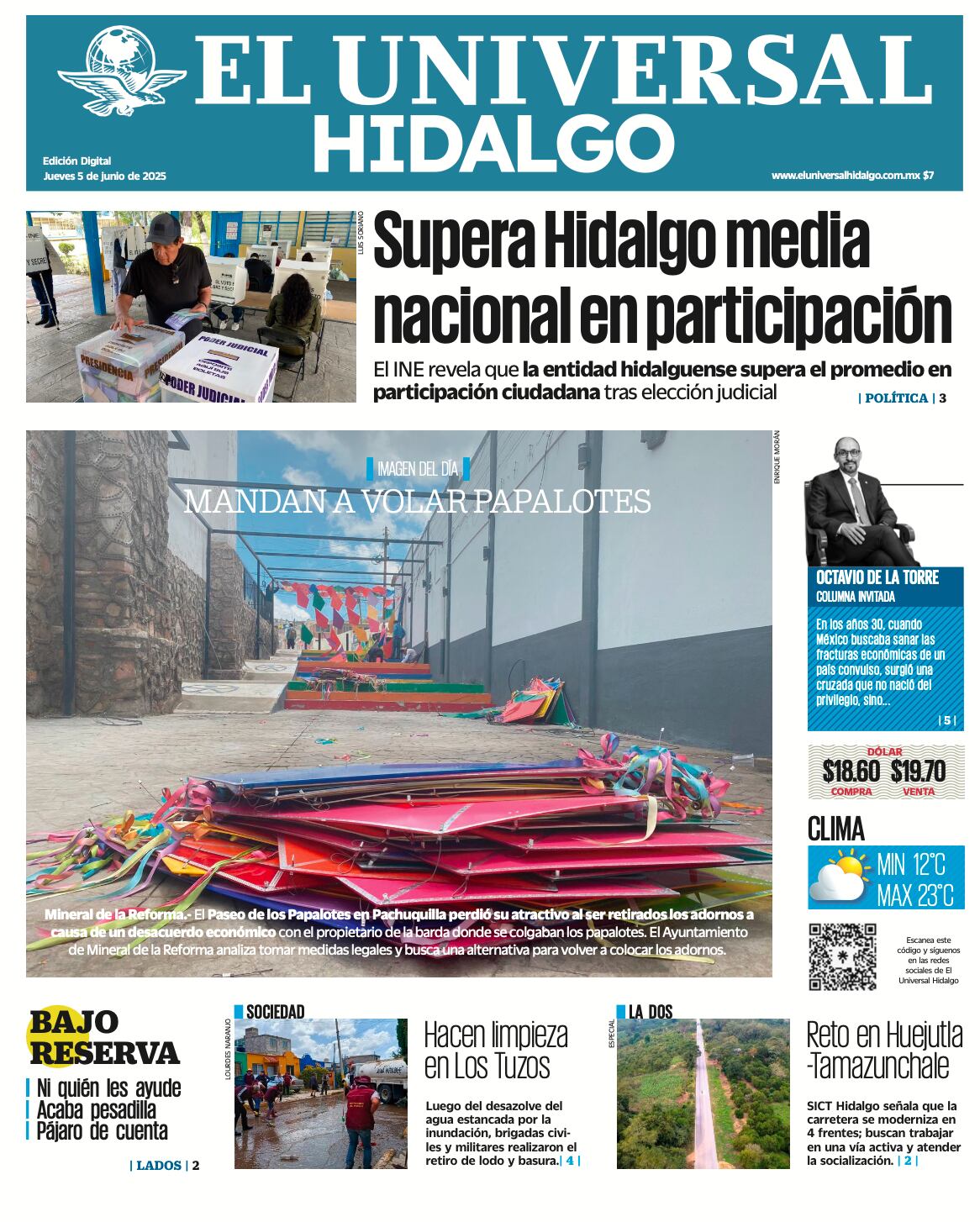Portada El Universal Hidalgo 050625