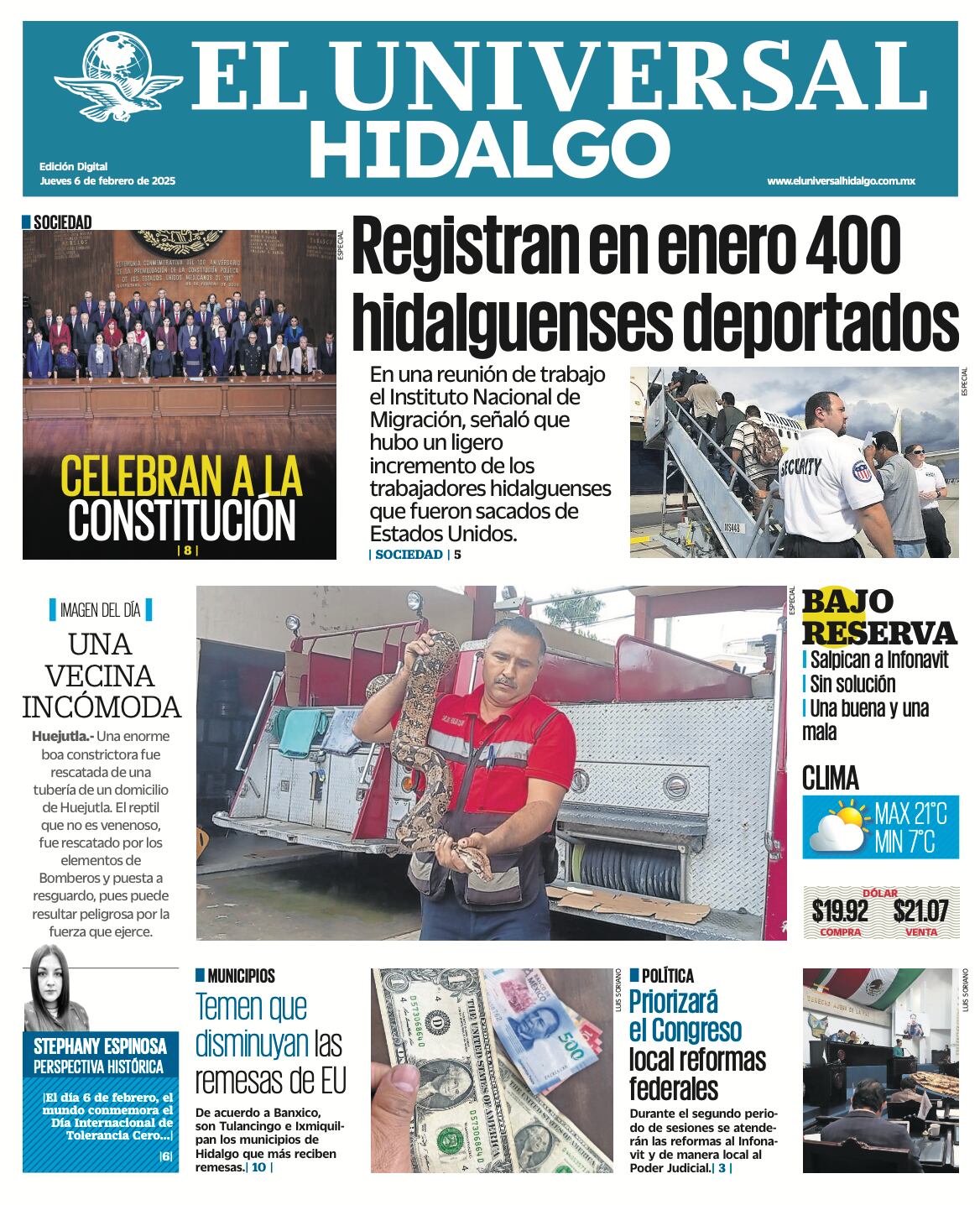 Portada El Universal Hidalgo 060225