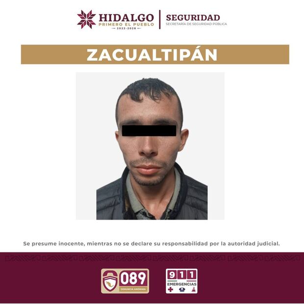 Detienen en Zacualtipán a joven con más de 800 dosis de droga y dinero en efectivo | Foto: SSPH