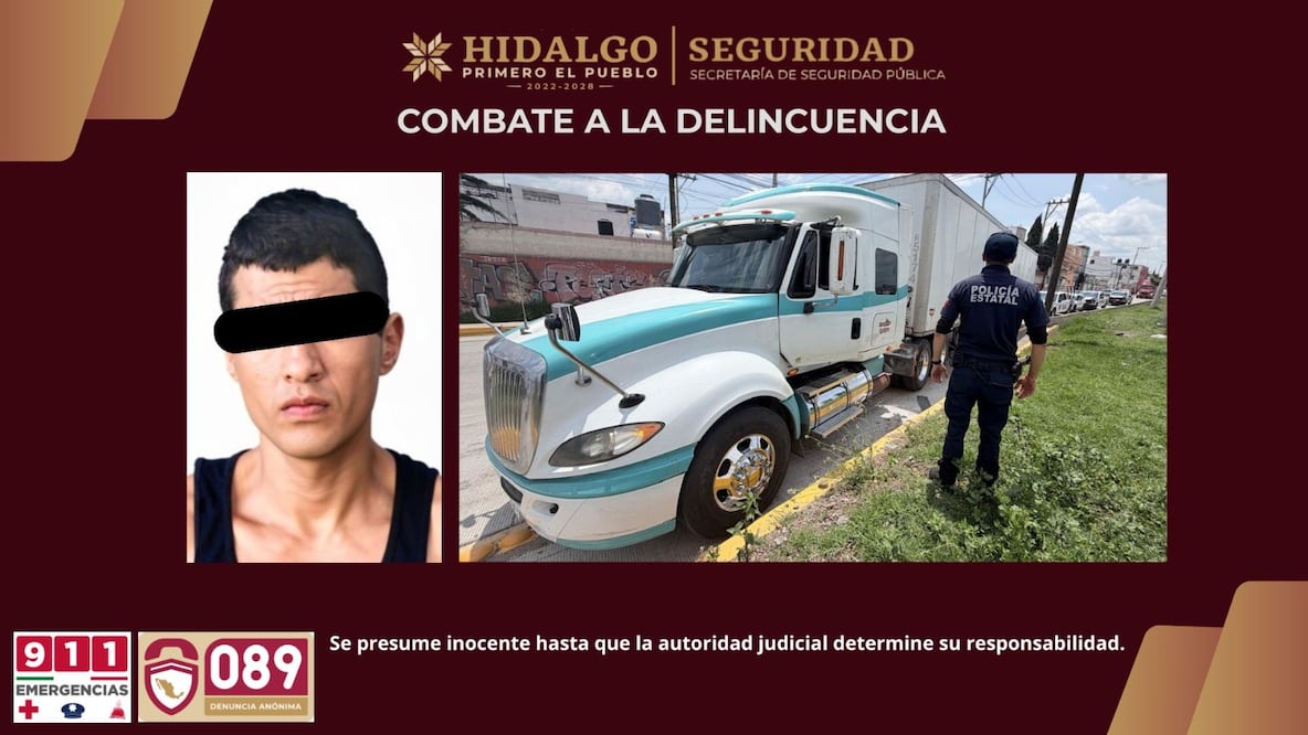 Recuperan tractocamión robado y casi 25 toneladas de mercancía en Pachuca | Fotos: SSPH