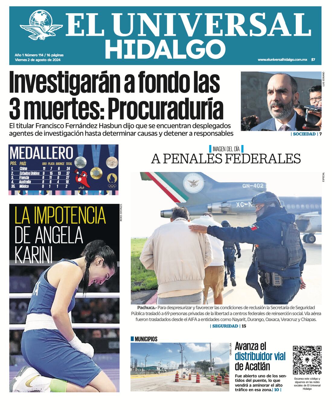Portada El Universal Hidalgo  020824