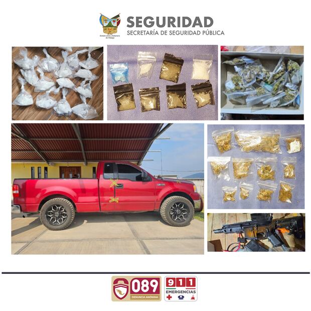 Decomisan  drogas y armas en Metepec y Emiliano Zapata | Fotos: SSPH
