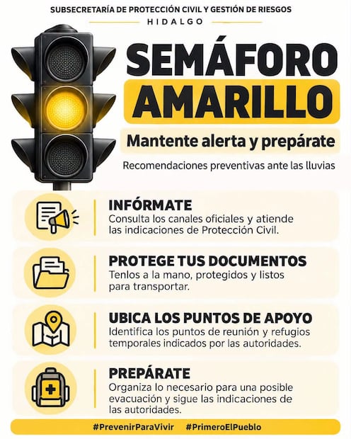 Hidalgo pasa de alerta roja a semáforo amarillo por lluvias | Cortesía