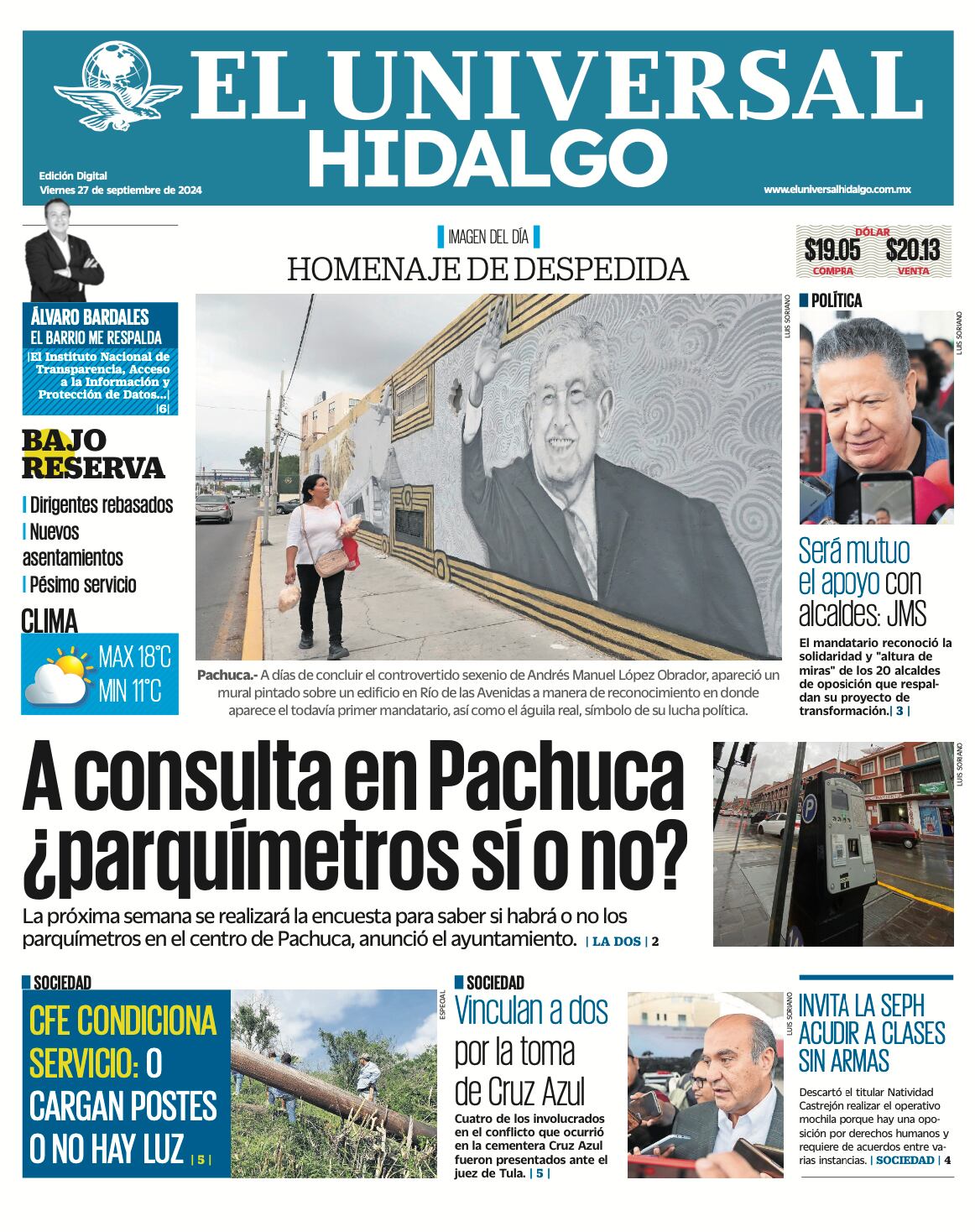 Portada El Universal Hidalgo 280924