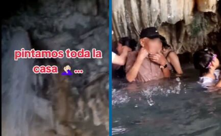 Sujeto rasurándose en las Grutas de Tolantongo genera polémica en redes sociales