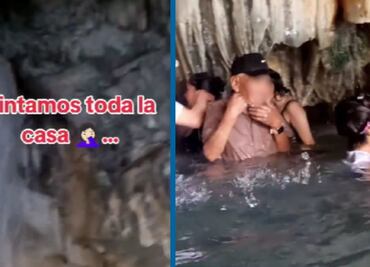 Sujeto rasurándose en las Grutas de Tolantongo genera polémica en redes sociales