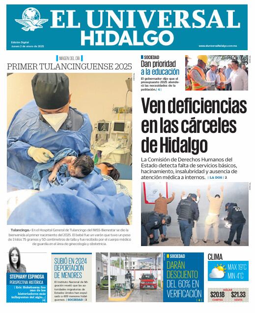 Periódico El Universal Hidalgo 020125