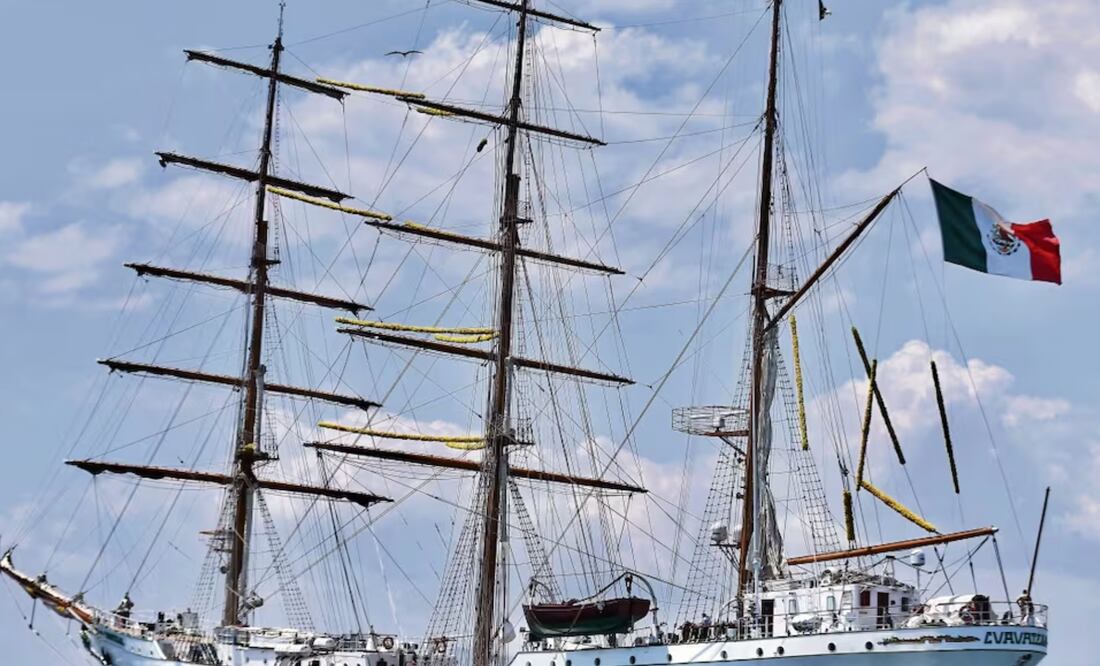 El buque Cuauhtémoc tiene una eslora (largo) de 90.5 metros y manga (ancho) de 12 metros. Foto: Berenice Fregoso / EL UNIVERSAL