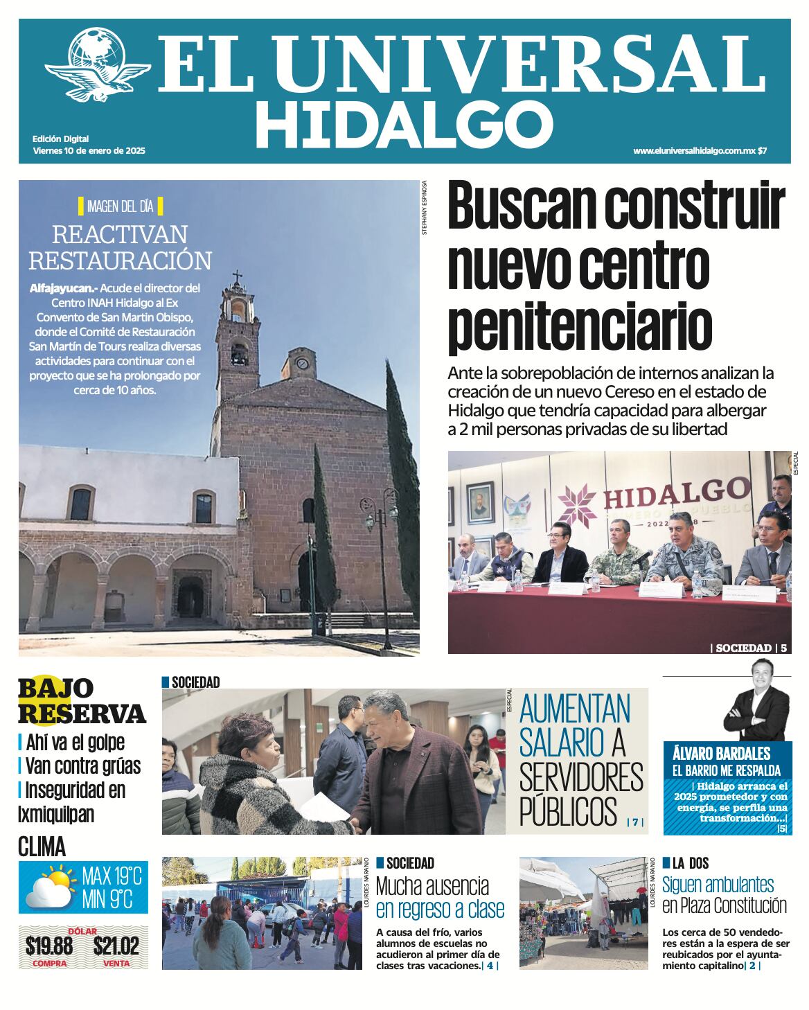 Portada El Universal Hidalgo 10/01/25