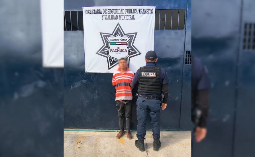 Detienen a dos hombres en Pachuca; uno llevaba presunto cristal