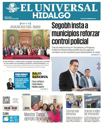 Portada El Universal Hidalgo 15/5/26