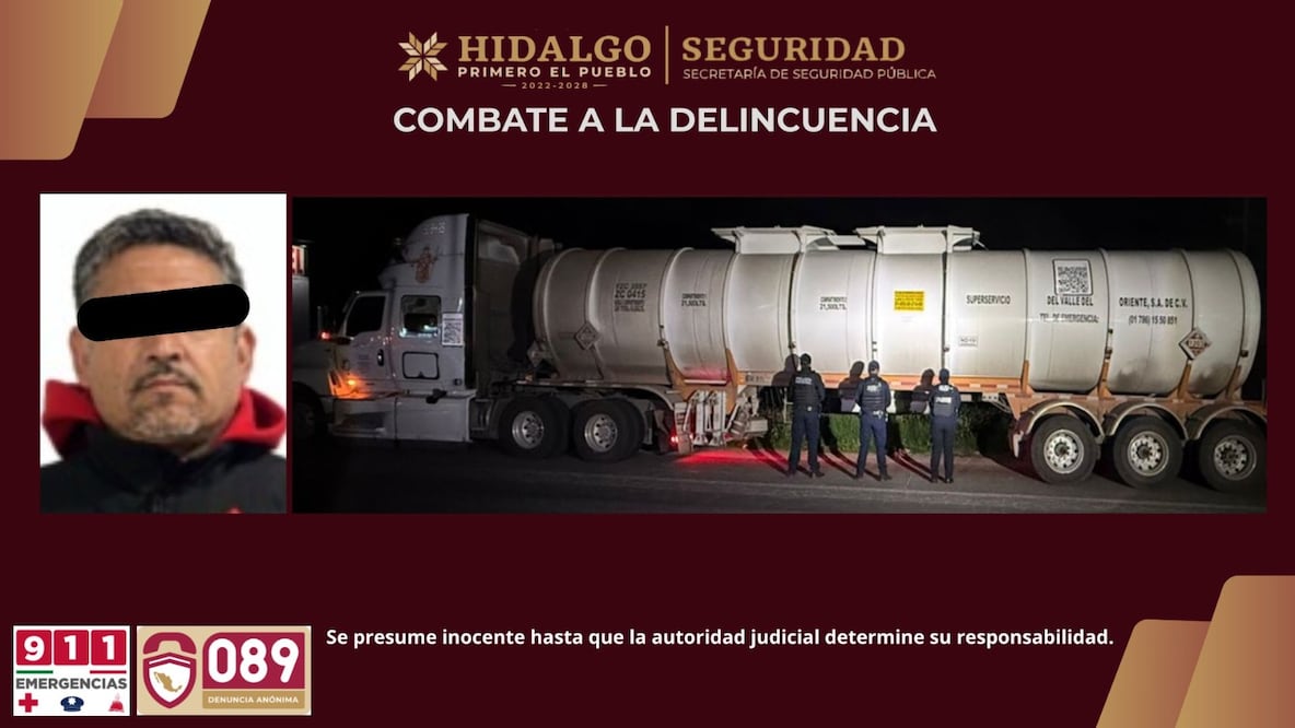 Aseguran tractocamión con casi 39 mil litros de combustible en Pachuca | Fotos: SSPH