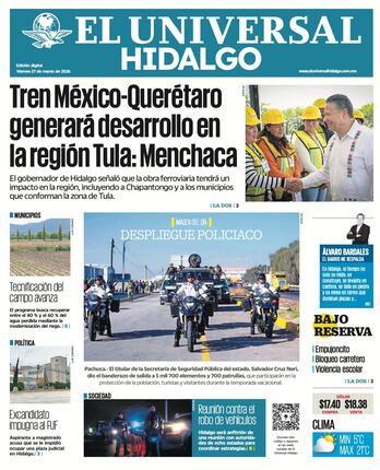 Portada El Universal Hidalgo 27/3/26