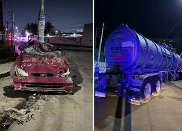 Tráiler robado causa caos en Tizayuca y termina atorado en un poste
