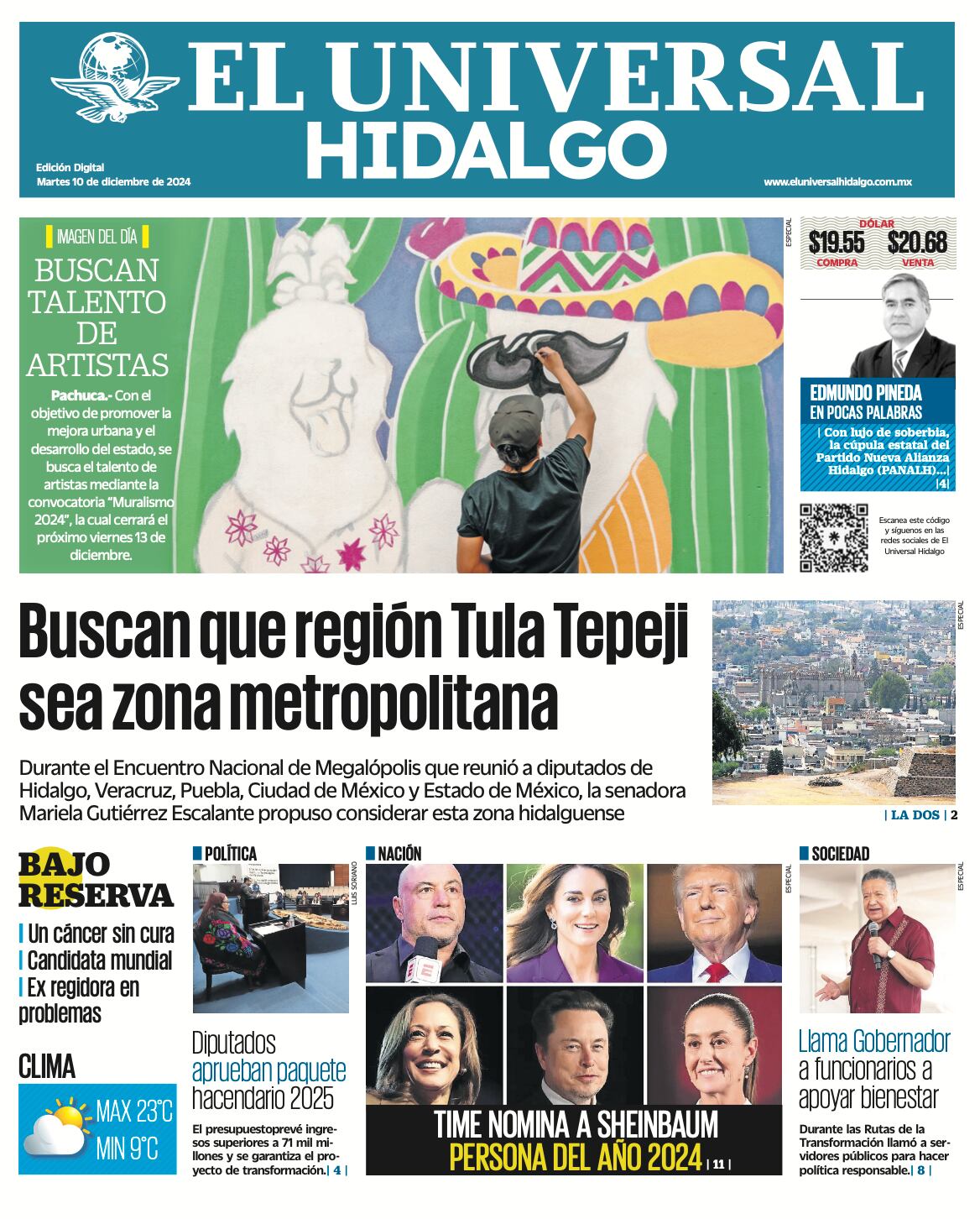 Portada El Universal Hidalgo 101224