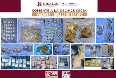 Cateos en Huasca y Pachuca dejan 3 mil 790 dosis de presuntas drogas aseguradas