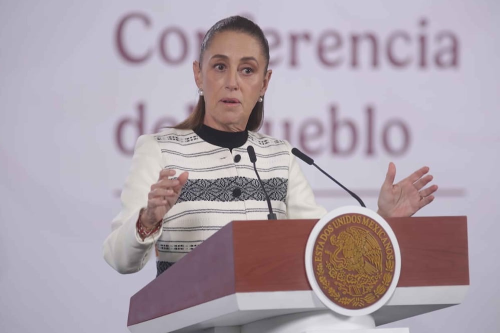 La presidenta Claudia Sheinbaum durante su conferencia matutina desde Palacio Nacional. Foto: Agencia EL UNIVERSAL/Carlos Mejía/RDB.