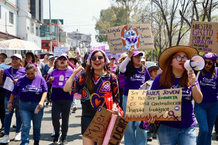 Marcha del 8M en Tizayuca se desarrolla de forma pacífica