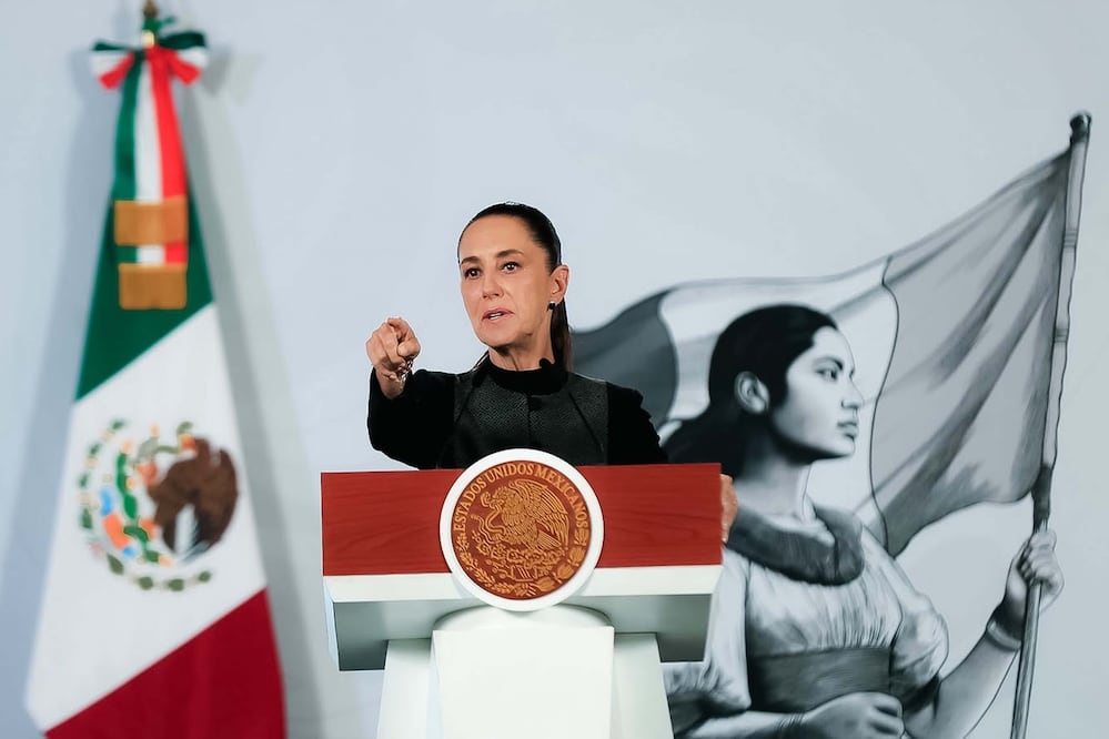 La presidenta Claudia Sheinbaum durante su conferencia matutina desde Palacio Nacional. Foto: Agencia EL UNIVERSAL/Osmar Alvarado/RDB.