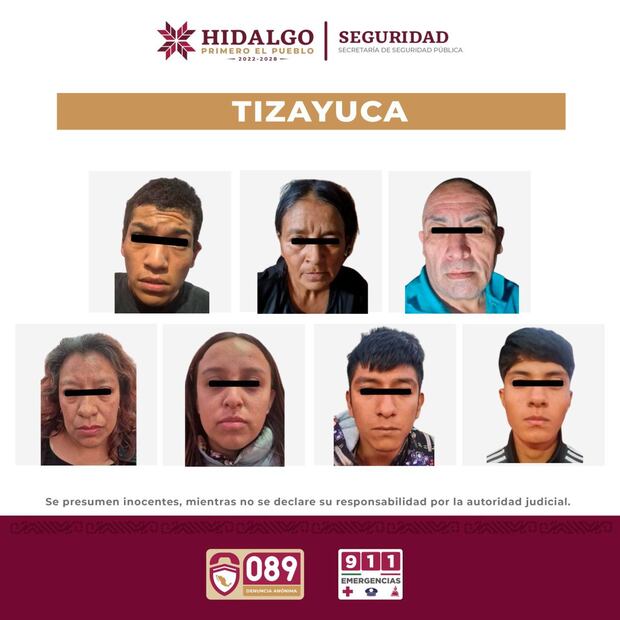Detienen a siete personas en Tizayuca por presuntos delitos contra la salud | Fotos: SSPH