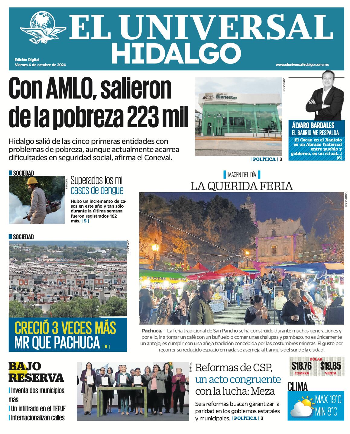Portada El Universal Hidalgo 04/10/24